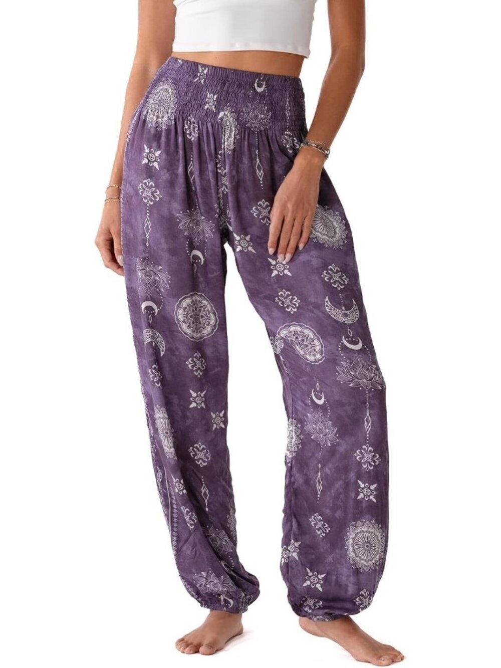 Boho High-Waisted Harem Pants | Flowy Thai Genie Pants for Beach & Lounge Yoga